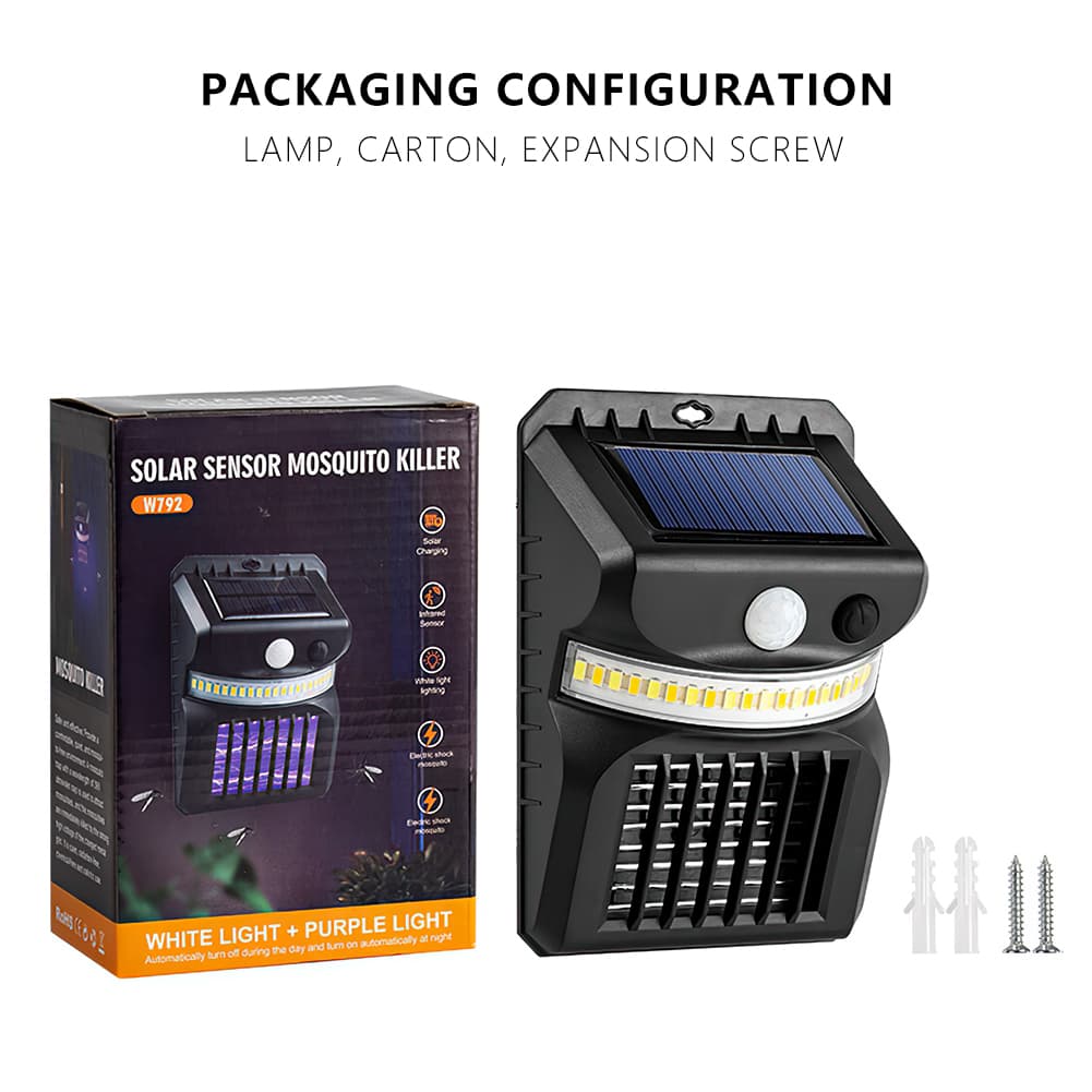 LED Solar Wall Lamp para jardim  ar livre, Mosquito Killer Lâmpadas,Luz de Inseto, Moscas Repelentes