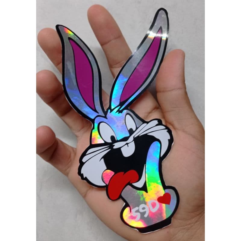 Adesivos Pernalonga holográfico que muda de cor 59D❤️ mostrando a língua