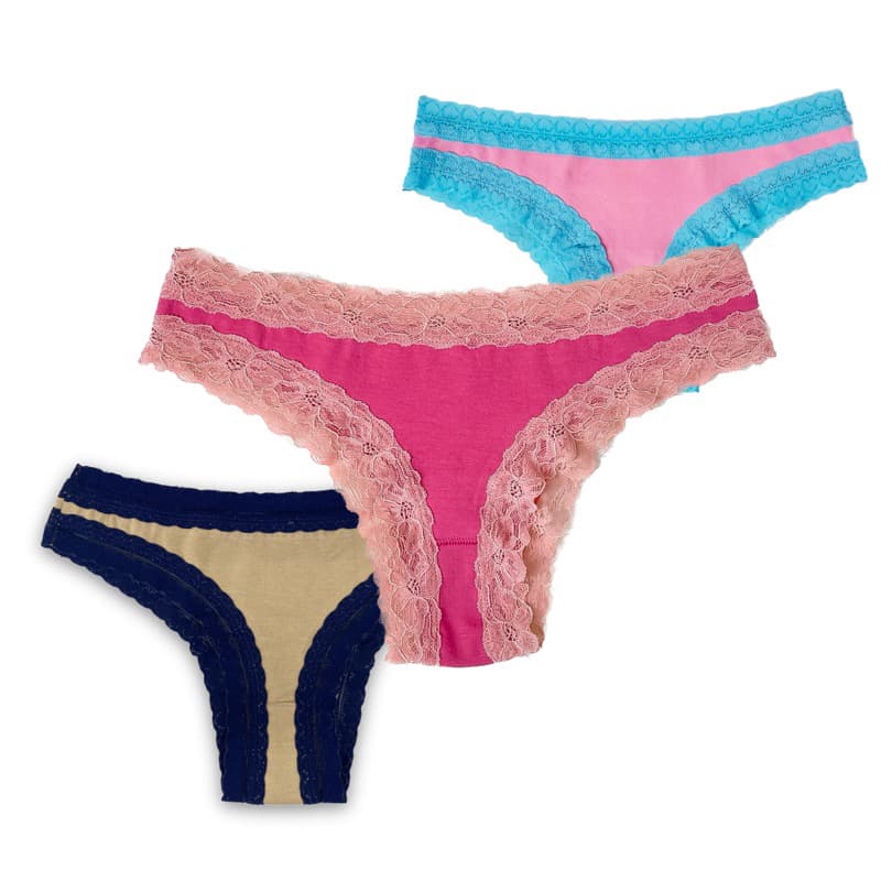 Kit 3 Calcinhas em Algodão e Renda Conforto Não Marca Básica Dia a Dia