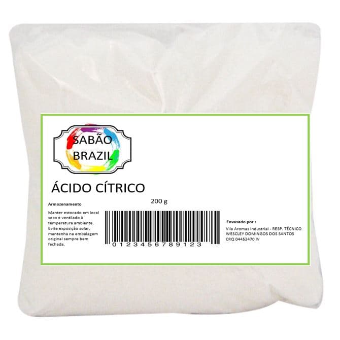 Ácido Cítrico 200g  Usado em sais de banho, shampoos, condicionadores, sabonetes, cremes