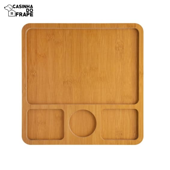 Petisqueira com 4 divisórias quadrada com circulo, 26 x 26, Cozinha, Casa, Servir, Petisco, Utensilio