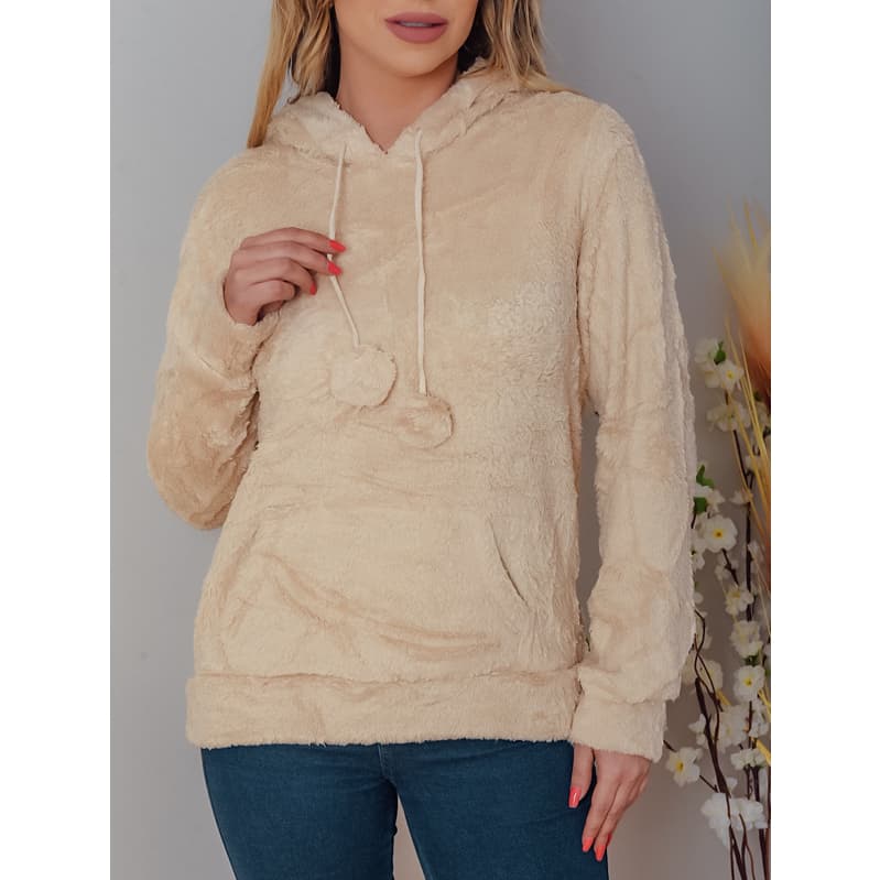 Liuhan Modas Moletom Jaqueta Liso Pelucia Blusa Feminina Inverno Outono