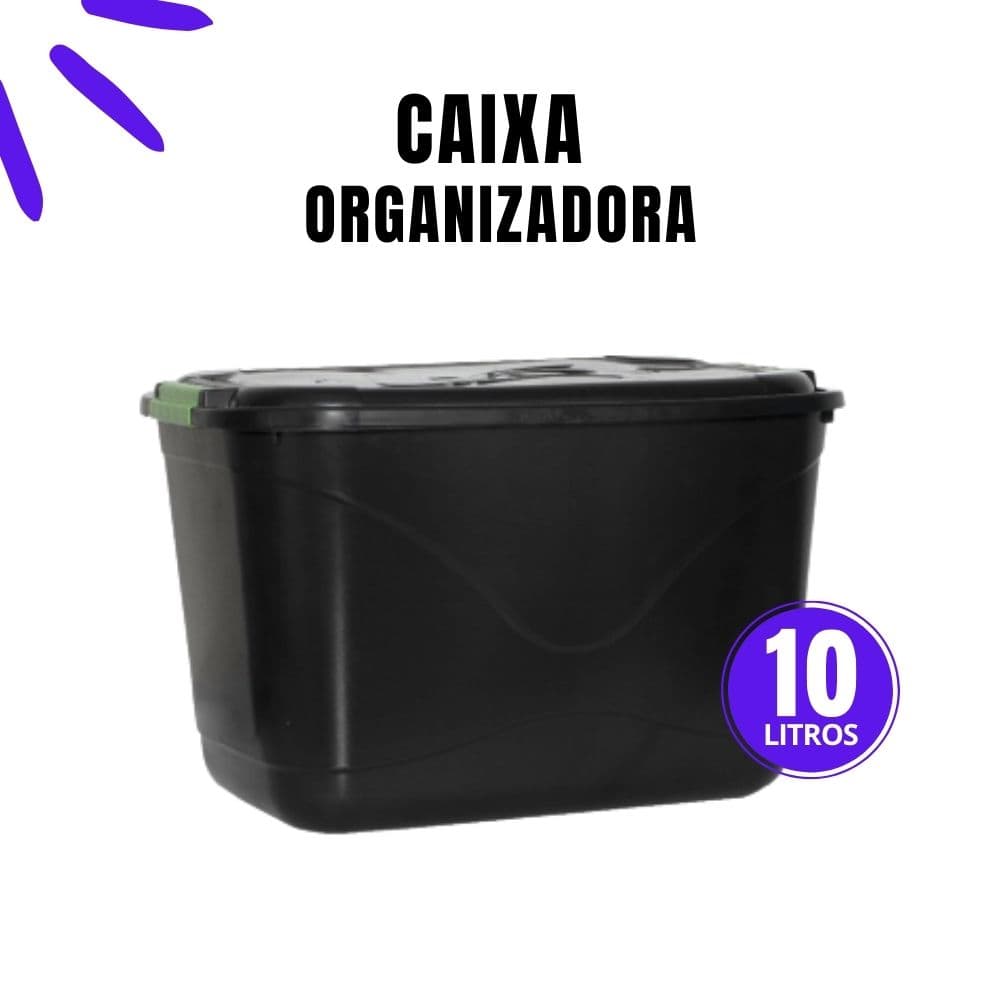 Caixa Organizadora 10 Litros Pequena Com Tampa e Travas Cesto Pequeno