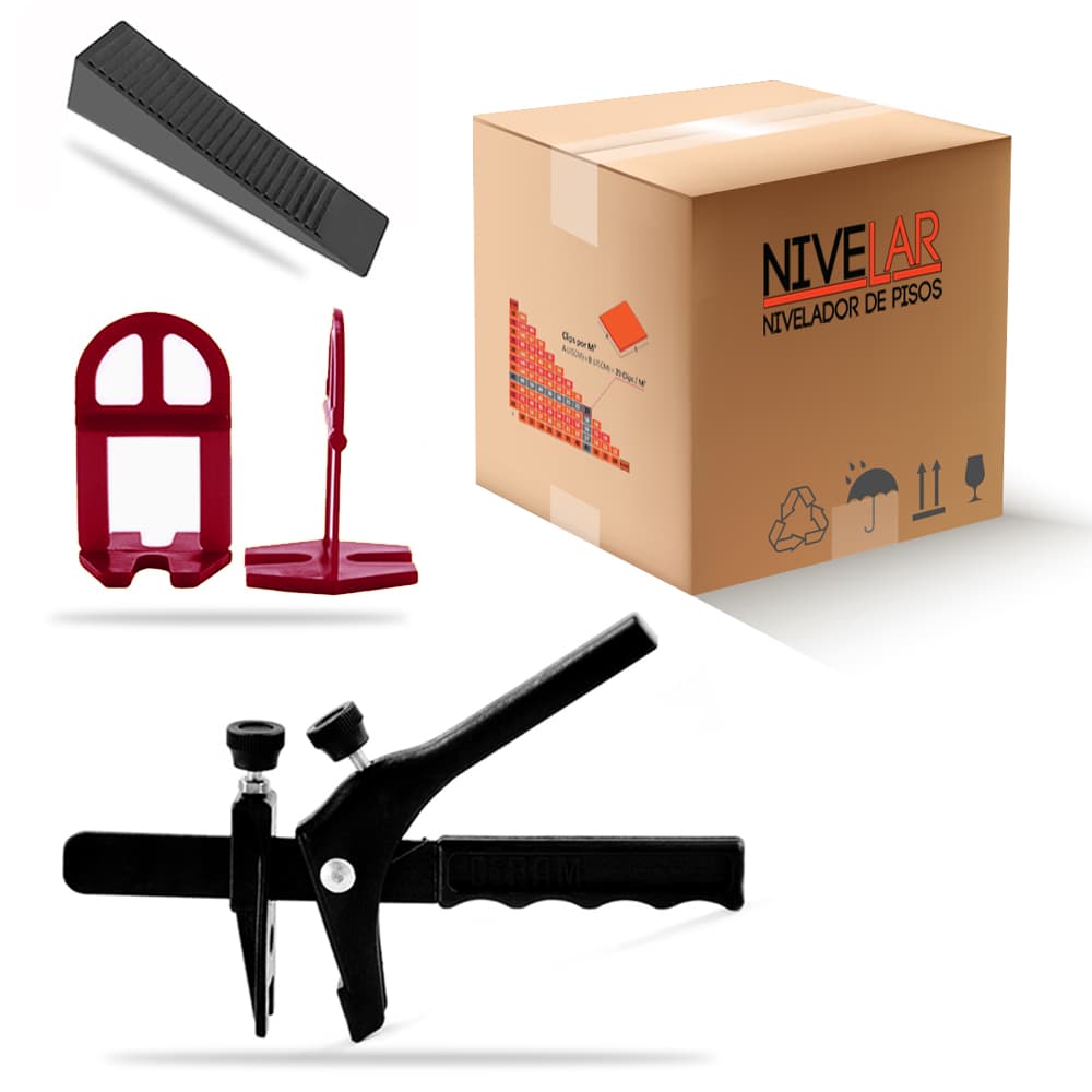 Kit Nivelador De Porcelanatos SLIM 200 Clips +50 Cunhas +1 Alicate
