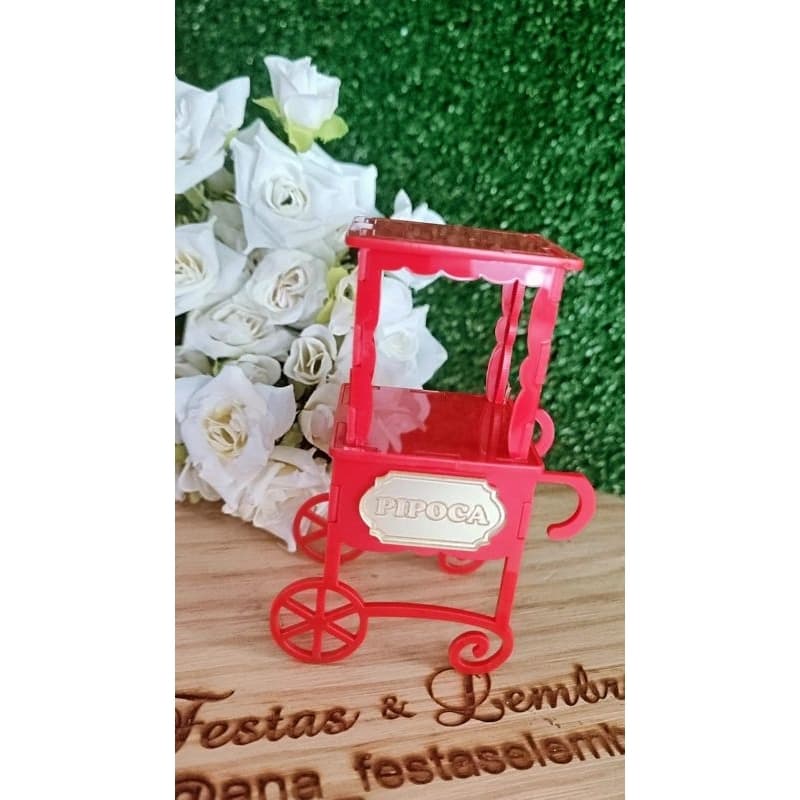 Pipoqueira Acrílico/Espelhado 3d (unidade) carrinho de pipoca circo 3d
