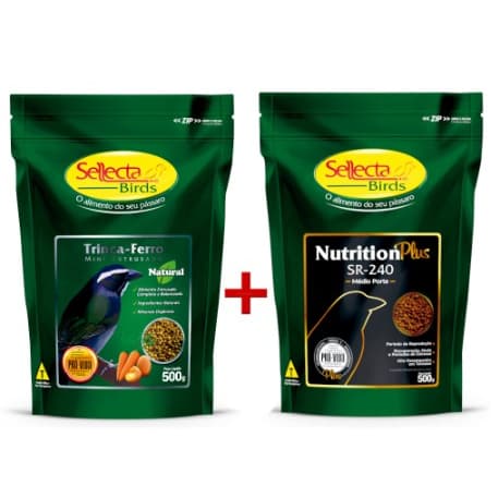 Ração extrusada Sellecta Trinca Ferro Natural 500 g + Nutrition Plus SR 240 500g