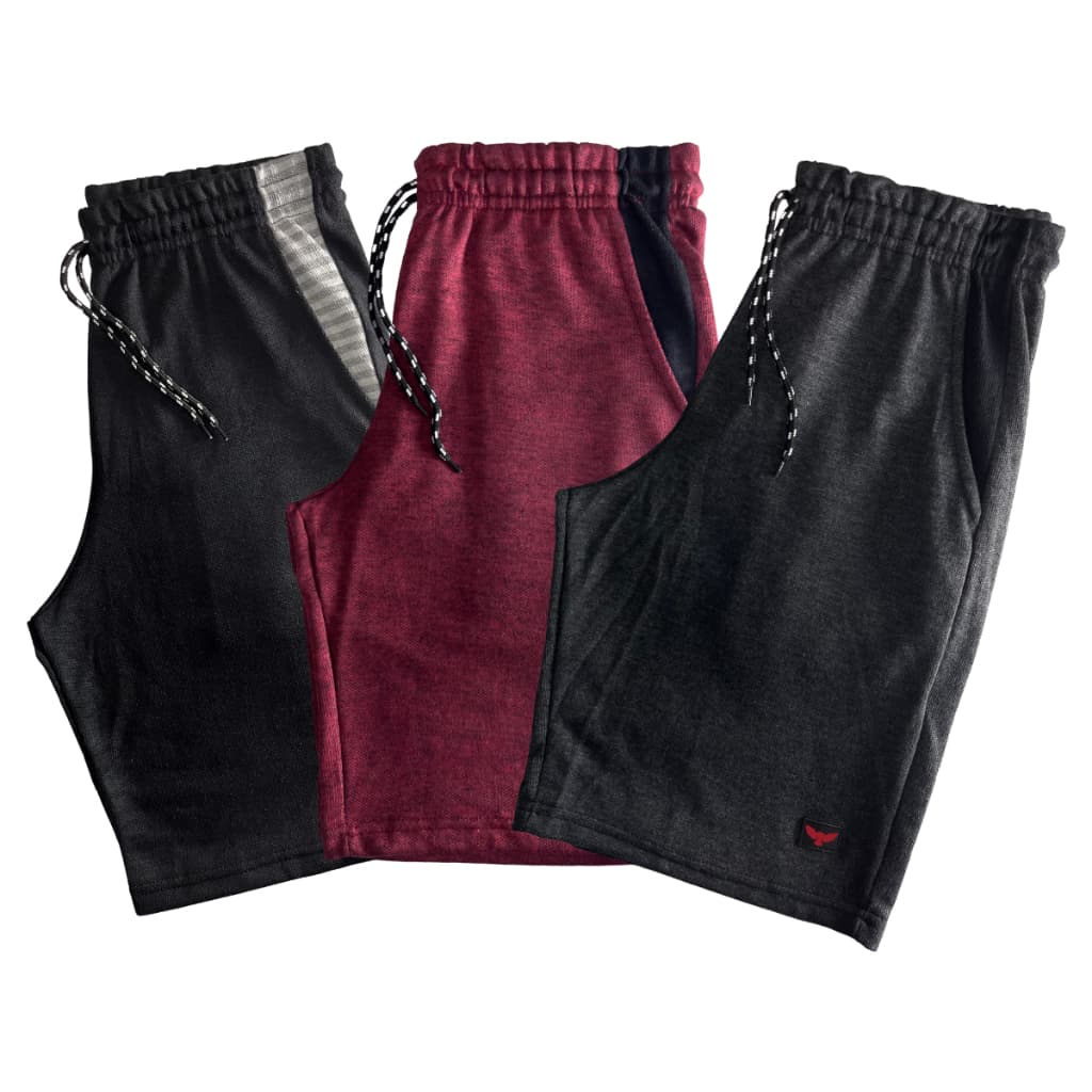 Kit 3 Bermudas Moletom Masculina Listrada Sortidas Desenho Academia Treino 100% Algodão Bermuda Confortável