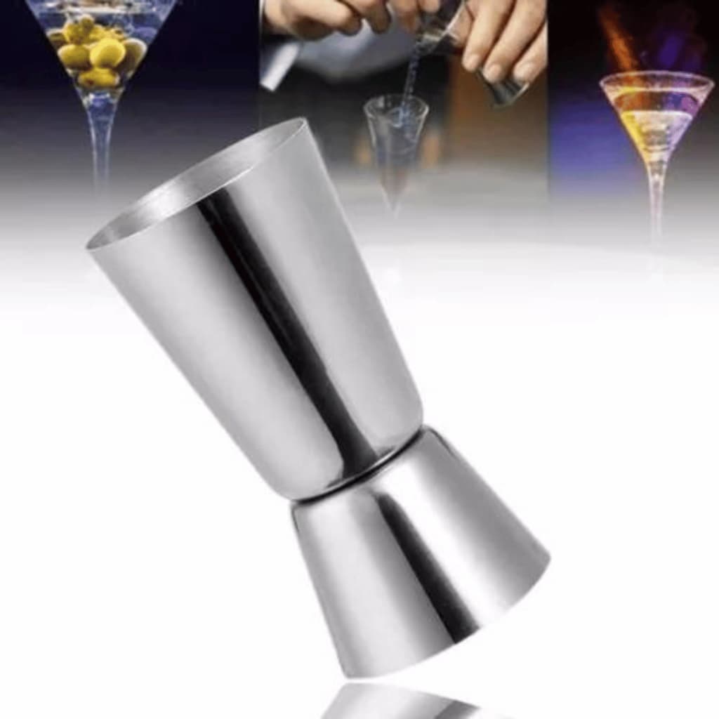 Dosador Duplo Inox 25ml/50ml Copo Medidor Dose Bebida Drink
