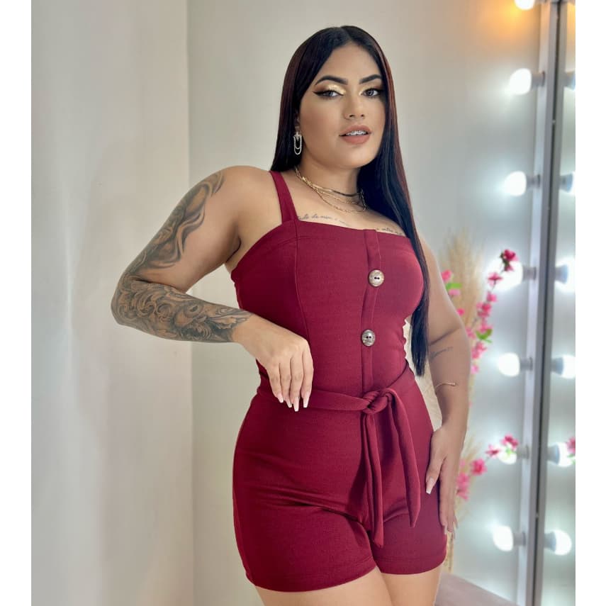 Macaquinho VINHO (34 a 56) Botão de coco SÓ HOJE! Plus size