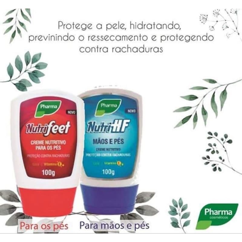 Creme Nutritivo Hidratante Para Mãos e Pés NutriHF Proteção Contra Rachaduras Nutrifeet 100g Cada