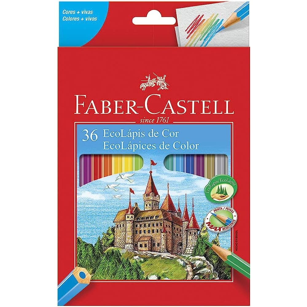 Lápis de Cor 36 cores Faber Castell Sextavado EcoLápis