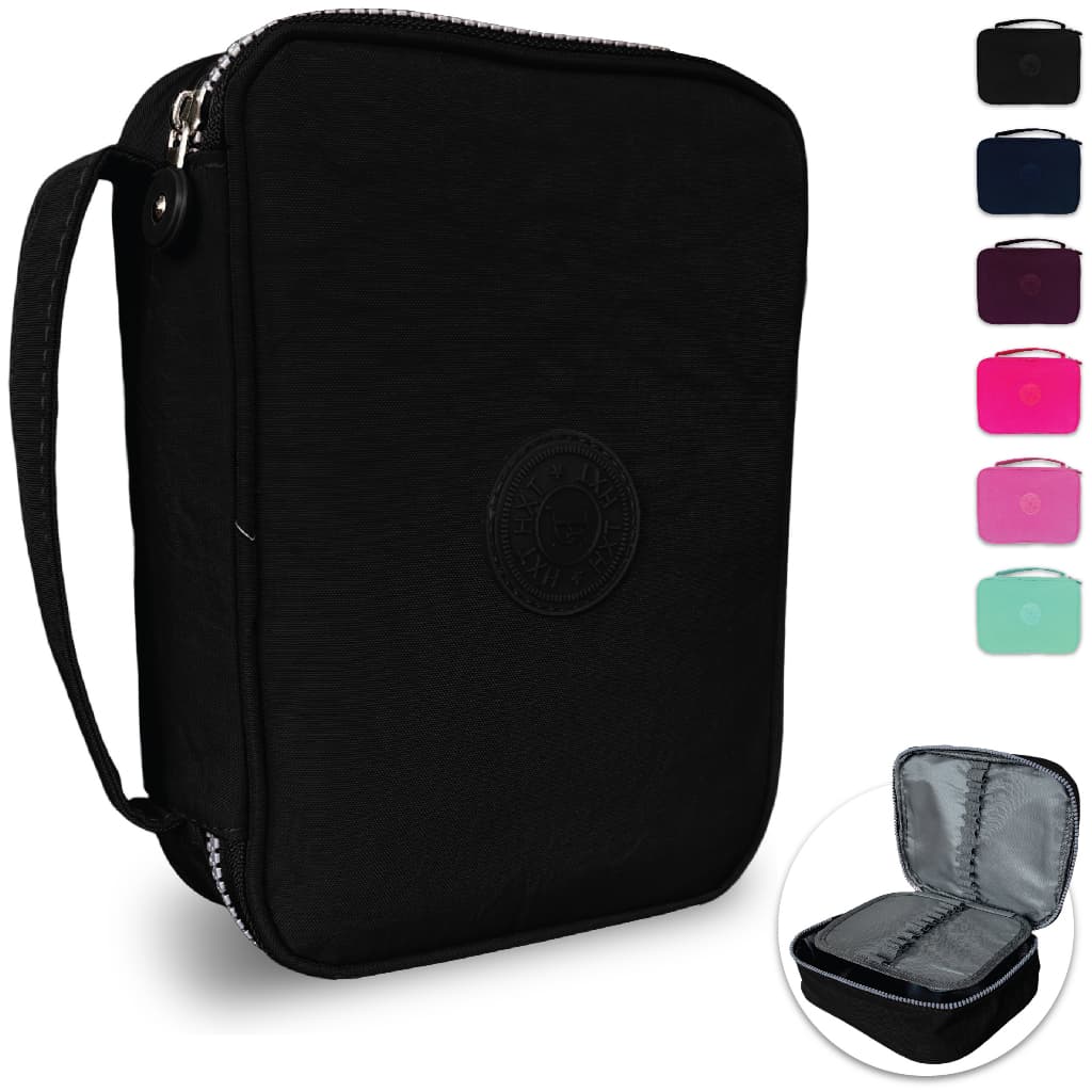 Estojo Organizador Escolar Box Jumbo Com Alça Nylon Tactel Grande Com Divisória 100 Caneta Lápis