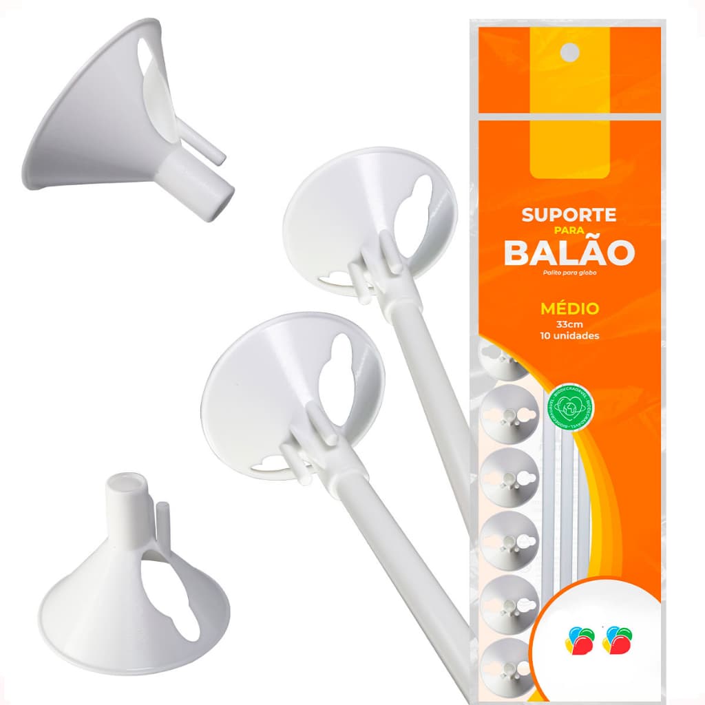 Suporte Vareta Haste Pega Balão/bexiga Branco - 33cm - 10und