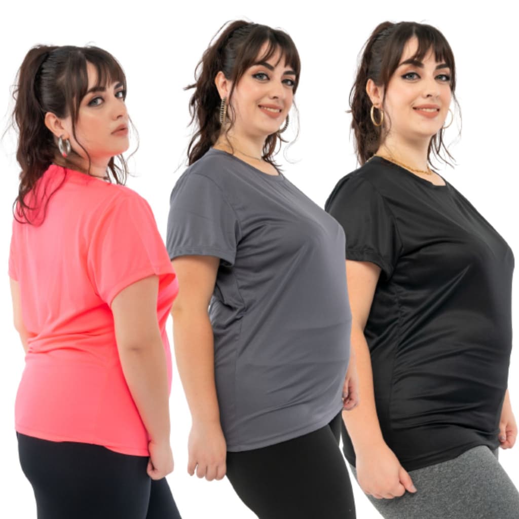 Kit 3 Camisetas Feminina Plus Size Dry Fit Roupa De Academia