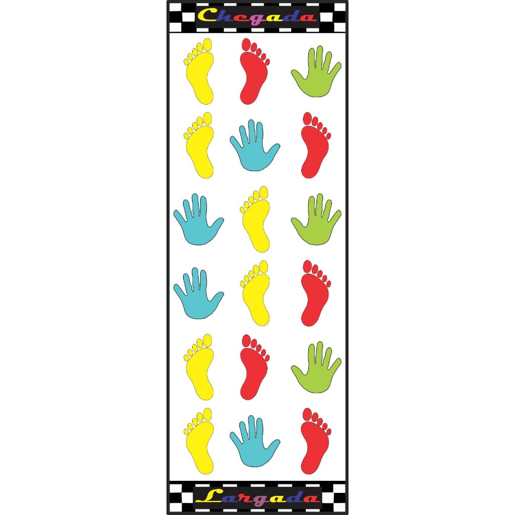 Tapete de pegadas - Brincadeiras lúdicas - Atividade de coordenacao motora - Brincadeira com tapete - 70 x 200 CM - 90 x 210 CM