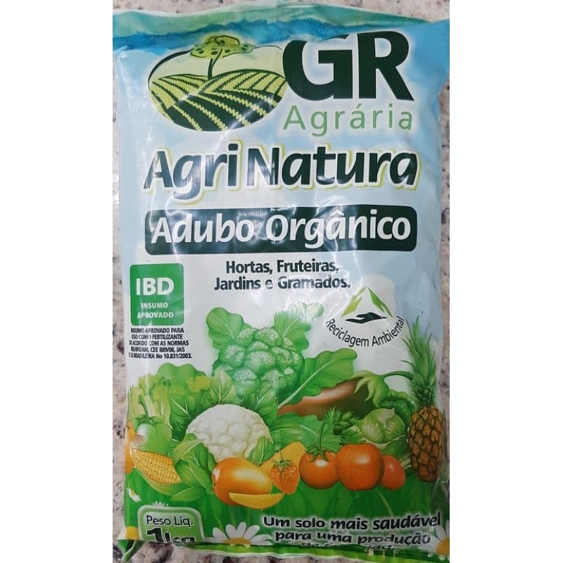1KG Adubo Orgânico : GR AgriNatura : hortas,fruteiras, jardins e gramados