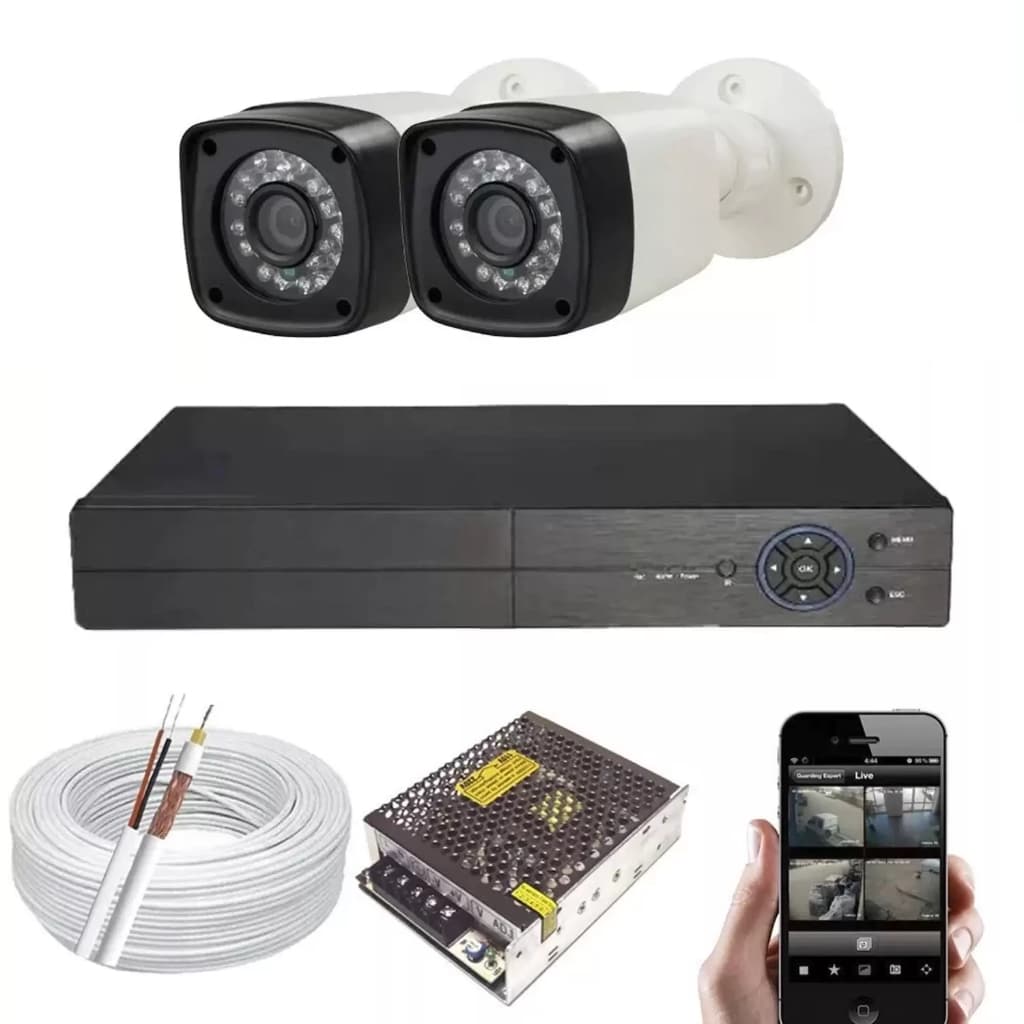 Kit Vigilância Residencial 2 Câmeras Ahd 2mp Dvr 4ch P2p Sem o HD
