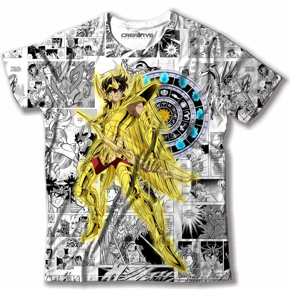 Camiseta camisa Cavaleiros dos Zodiacos Aiolos de Sagitário Cavaleiro de Ouro