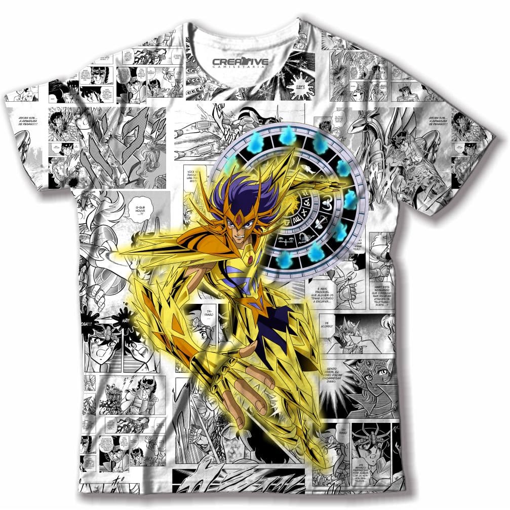 Camiseta camisa Cavaleiros dos Zodiacos Máscara da Morte de Câncer Cavaleiro de Ouro