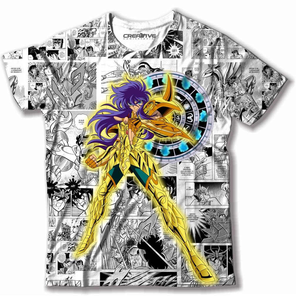Camiseta camisa Cavaleiros dos Zodiacos Milo de Escorpião Cavaleiro de Ouro