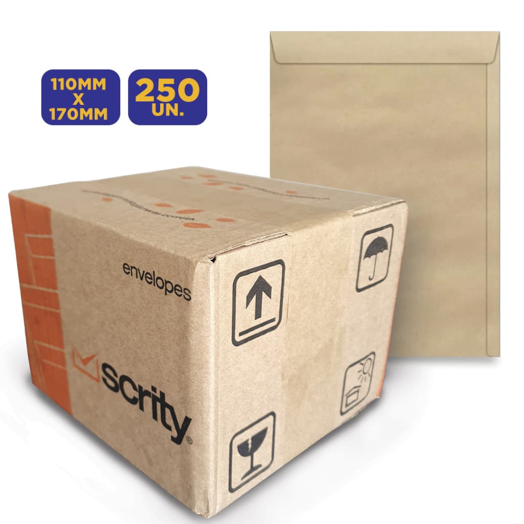 Envelope Saco dizimo 11x17cm Kraft/Pardo - Caixa com 250 unidades Scrity