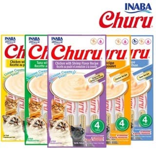 Petisco Purê Churu Inaba Para Gatos Diversos Sabores  - Pack com 4 unidades