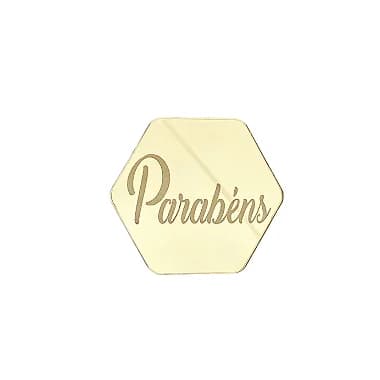 Mini medalhinha em Parabéns Hexágono - 5cm