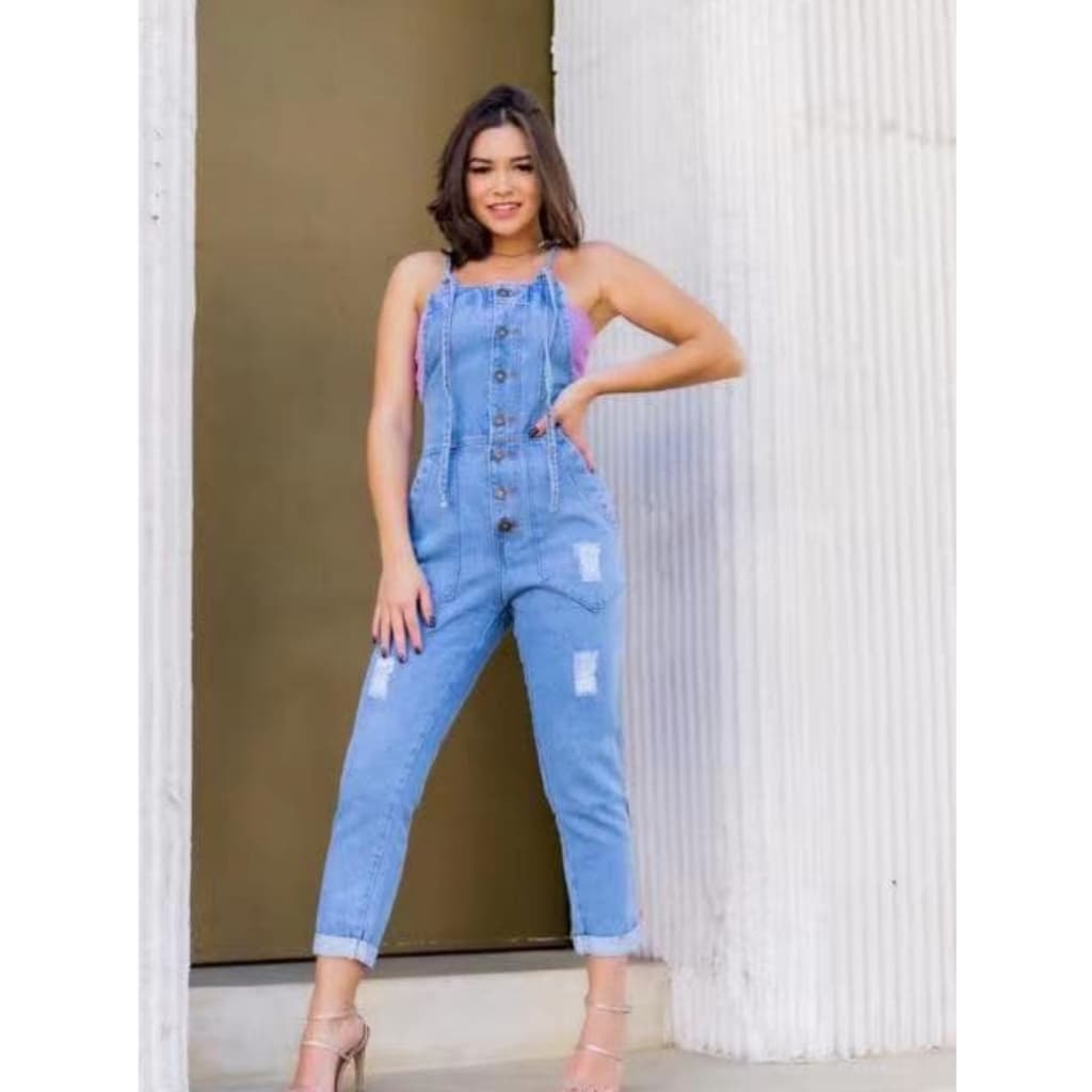 Jardineira Calça Macacão Jeans