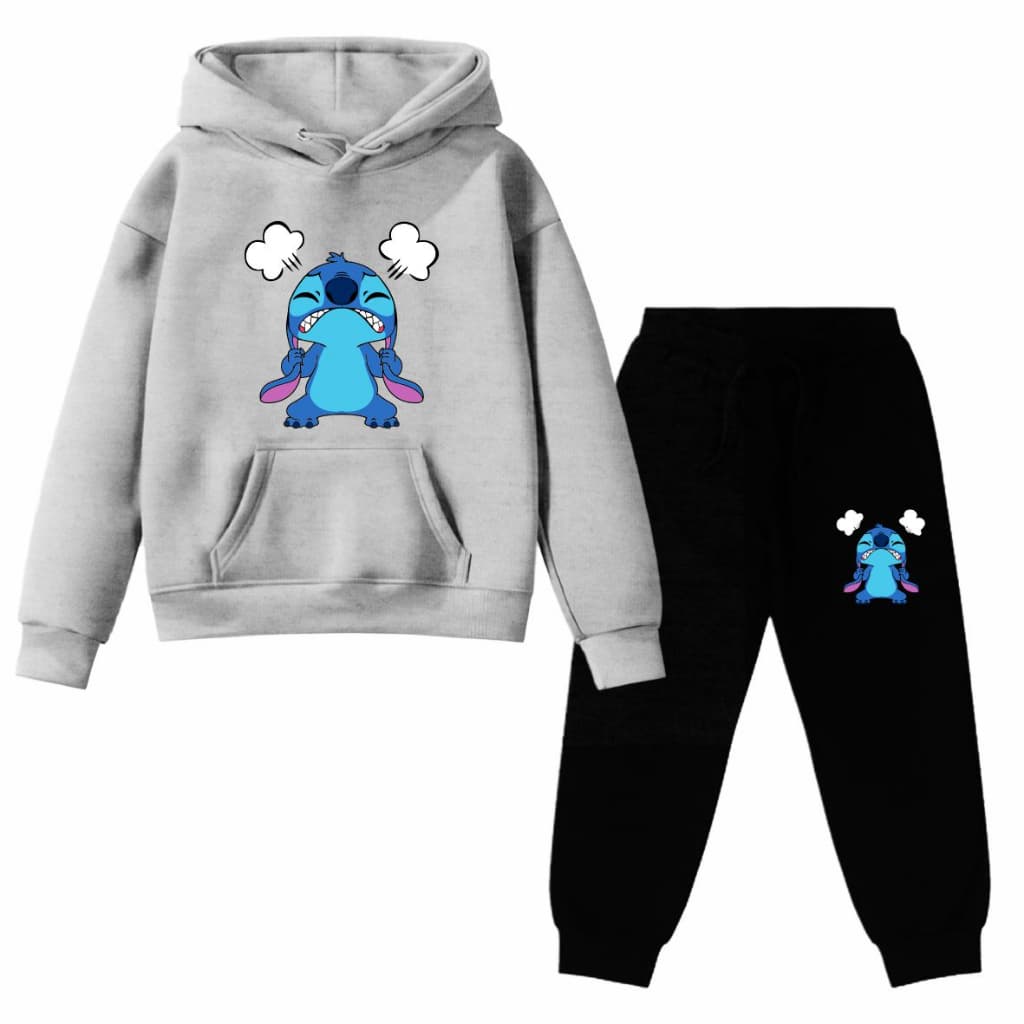 Conjunto Kids Kit Blusa Calça Moletom Infantil Stitch Bravo Desenho Alta Qualidade