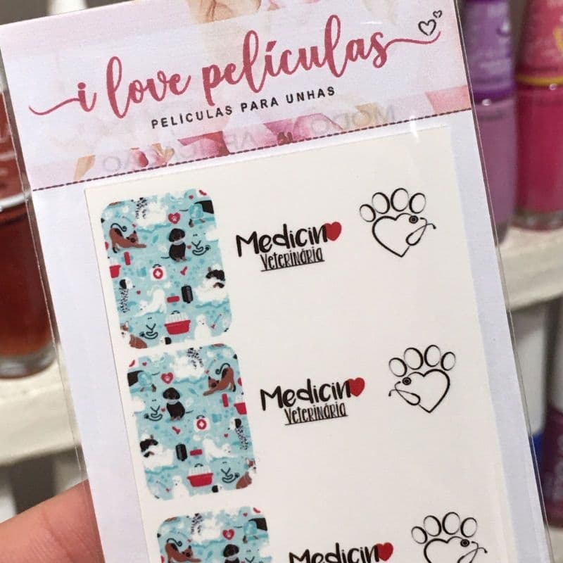 Adesivos de unhas veterinária cartela com 12 adesivos  Adesivos,películas,unhas,nails art,unhas decoradas, profissão, película de unha