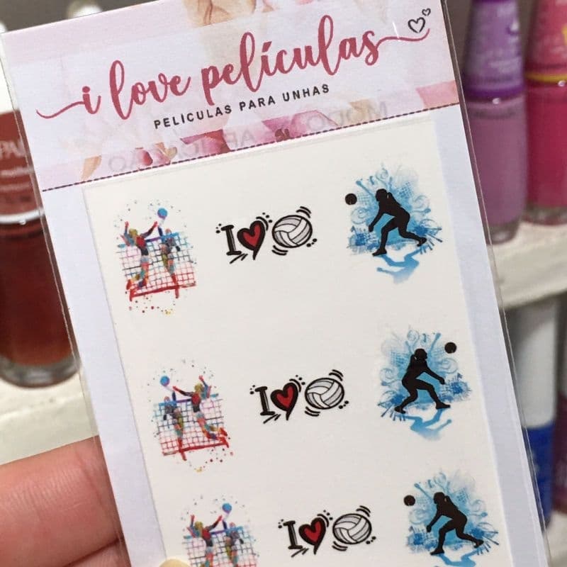 Adesivos de unhas vôlei cartela com 12 adesivos  Adesivos,películas,unhas,nails art,unhas decoradas, profissão, película de unha