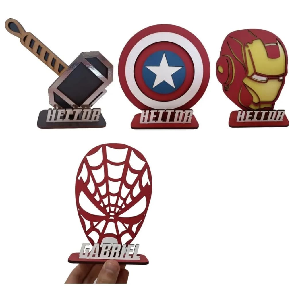 5 Centros de Mesa Heróis Decoração Aniversario Personalizado Lembranças Festa