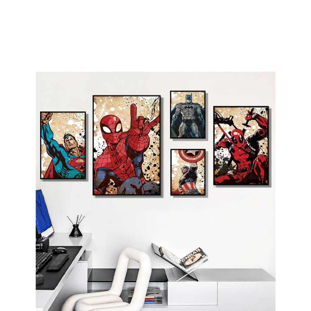 Quadro Decorativo Heroi Super Novidade  Aranha Homem Wolve