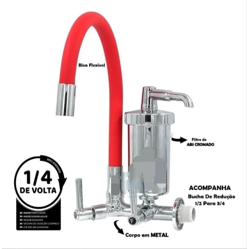 Bica Movel com Filtro tubo Flexivel  Slim
