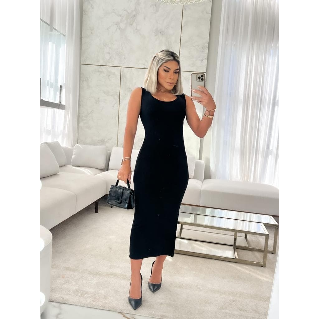 Vestido Canelado Tubinho Casual Midi Social Moda