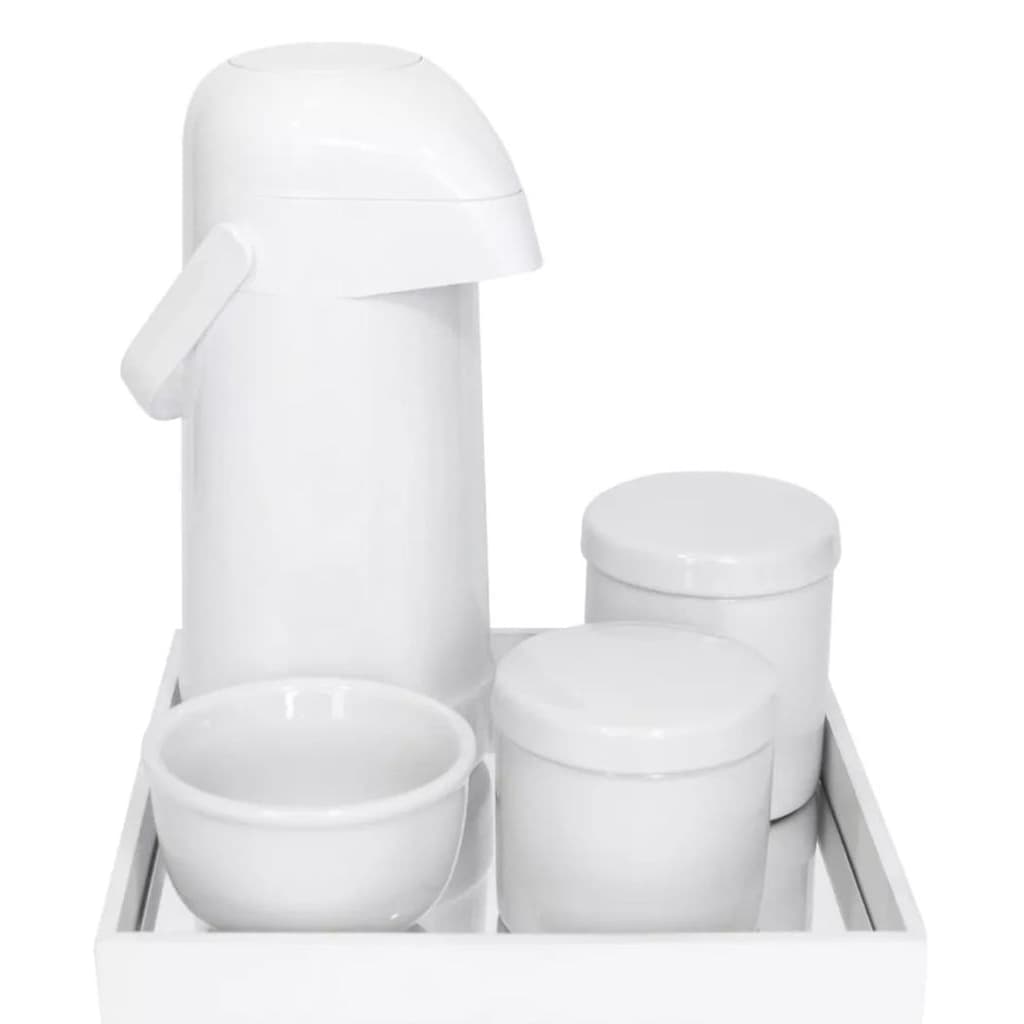 Kit Higiene Bebe Porcelana Branco Gelo Bandeja Branca Espelhada Tampa em Porcelana