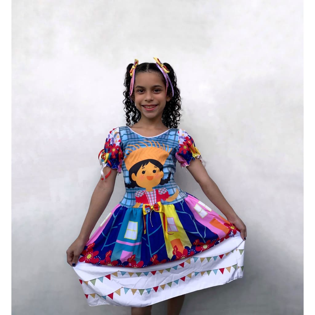 VESTIDO CAIPIRA ESTAMPADO SÃO JOÃO FESTA JUNINA FANTASIA TEMÁTICO MENINAS