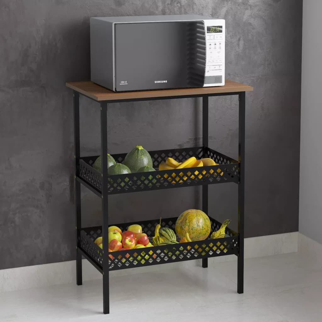 Fruteira De Chão Para Cozinha Estilo Industrial Com 2 Cestos Espaçosa Aço Reforçado Cozinha Gourmet