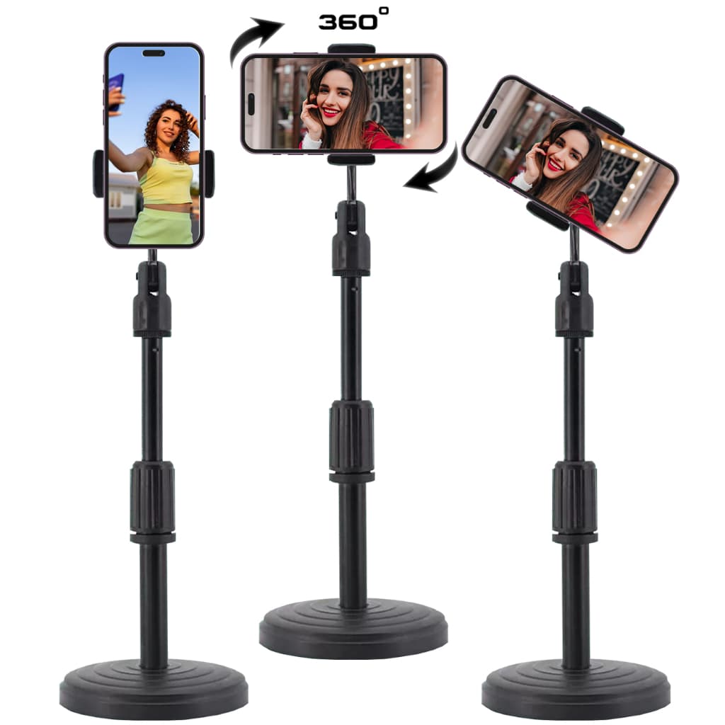 Suporte De Mesa Base De Ferro Apoio Para Celular Ajustável 360º