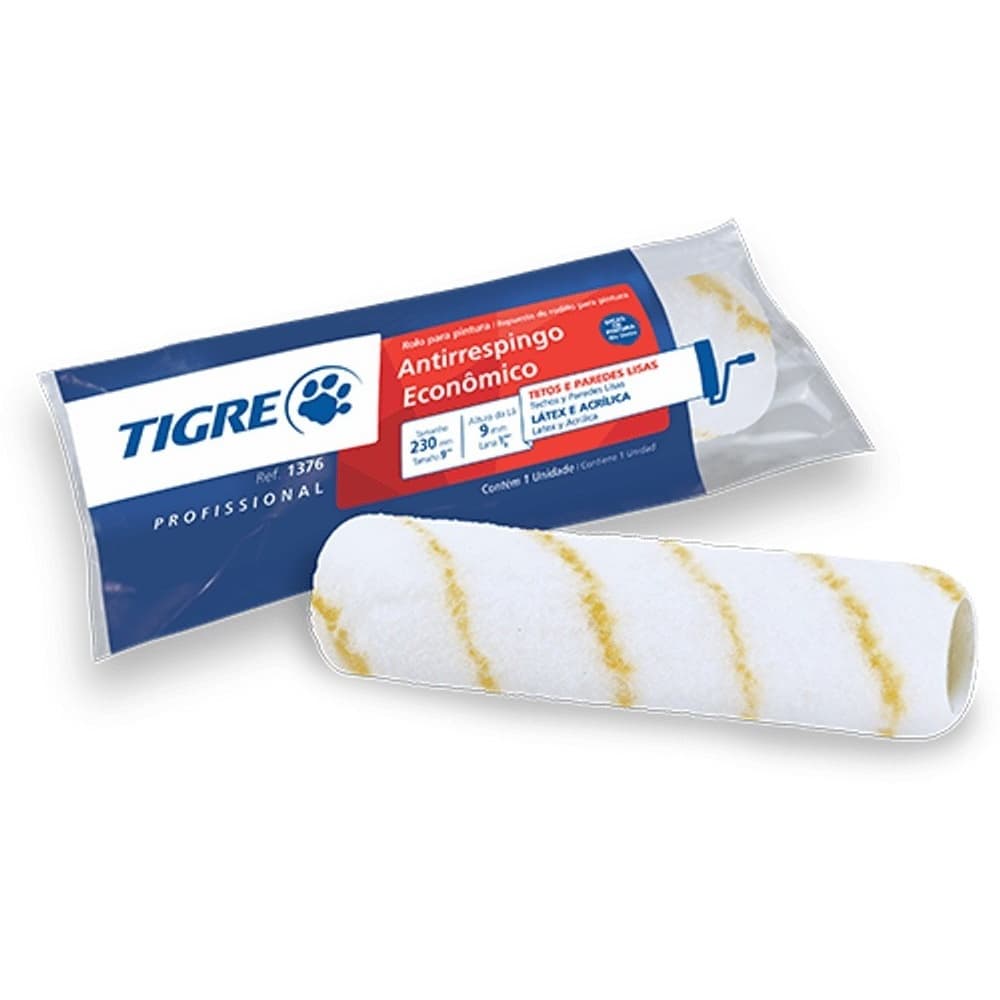 Rolo De Pintura Antigota Antirespingo Tigre 1376 23cm Rolo Para Pintor Pintar Parede Anti-Gotas