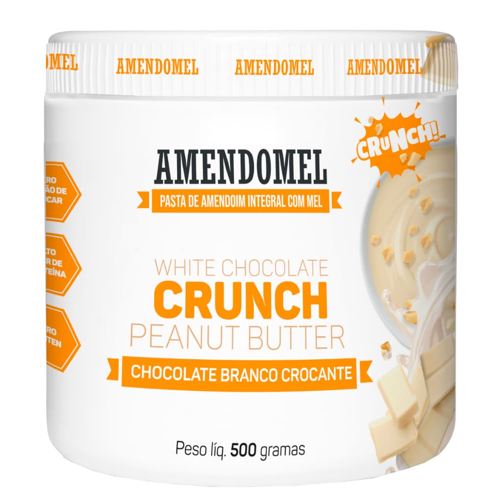 Pasta de Amendoim Amendomel 500g Chocolate Branco Crocante