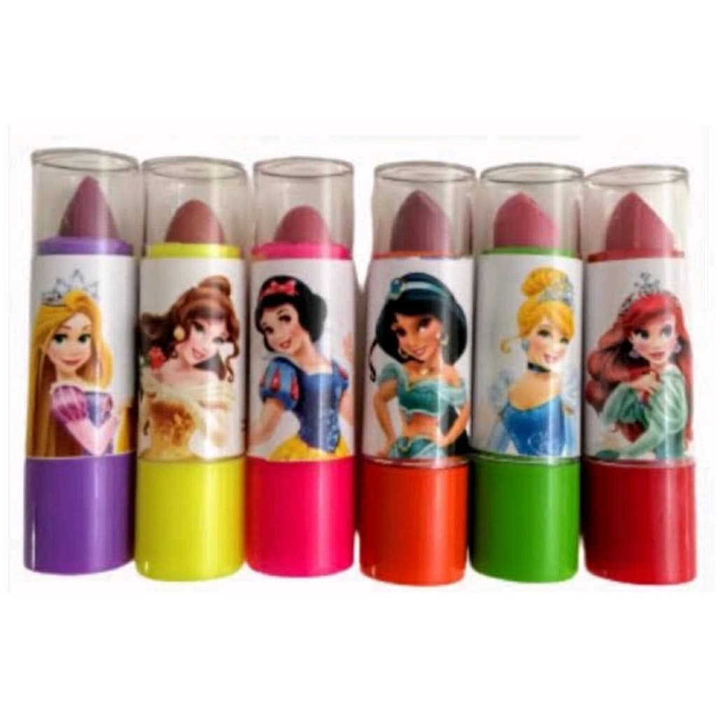 Kit 06 Batom Infantil Para Criança Menina Princesas