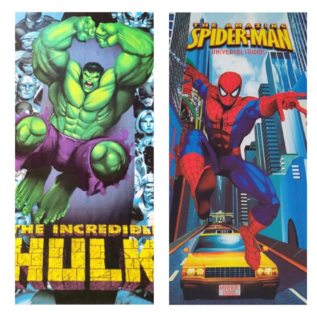 Kit Com 2 Toalhas de Praia Banho Piscina Super Heróis Hulk e Homem Aranha
