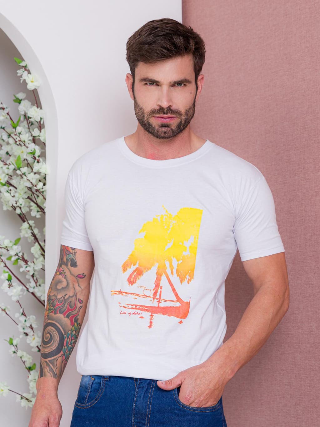 Camisa camiseta Estampa malha 100% algodão penteada manga curta Direta do fbrica