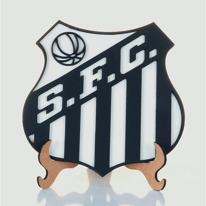Quadro Escudo do Santos em Alto Relevo Tamanho Pequeno. Escudos de time em miniatura