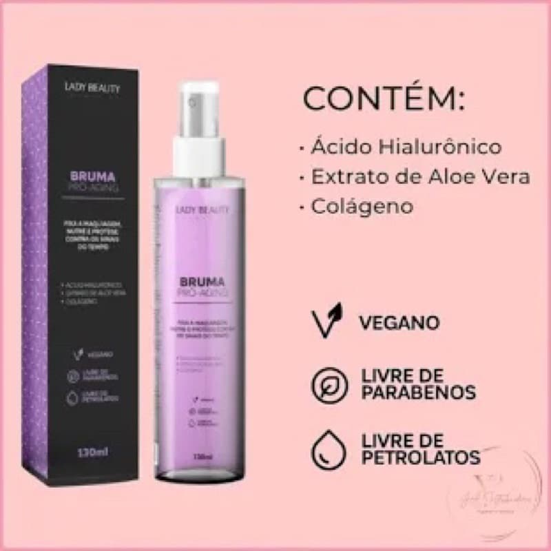 Bruma fixadora rosa mosqueta Proaging acido hialurônico