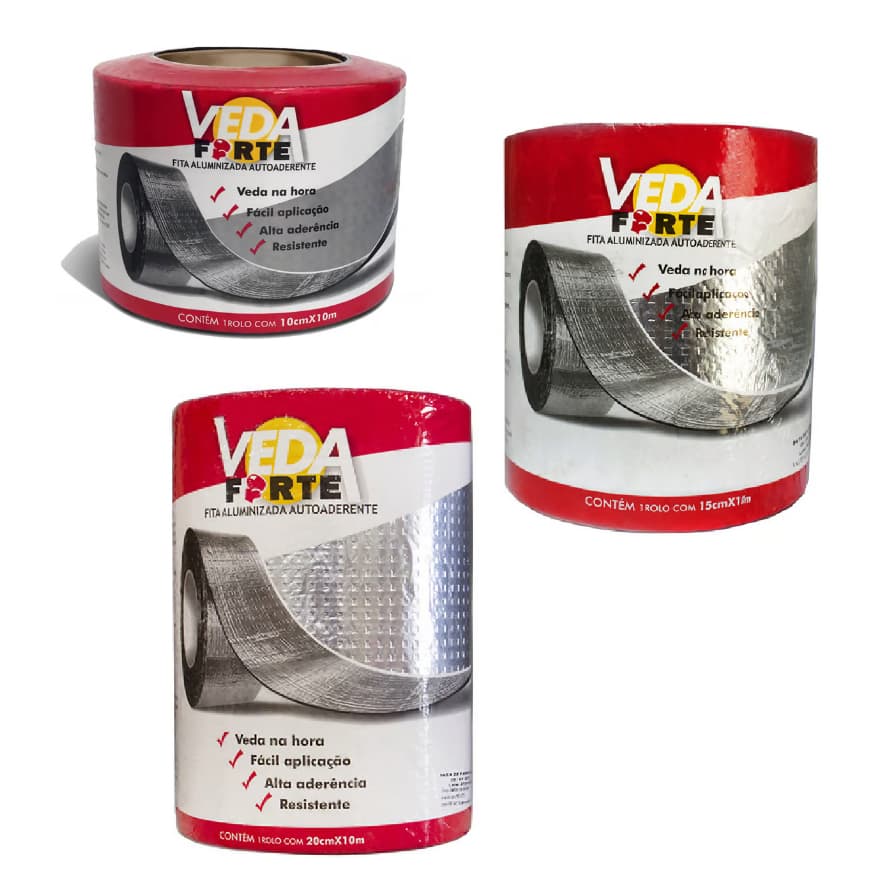 Fita Manta Asfáltica Aluminizada Autoaderente Fácil Aplicação - Veda Forte