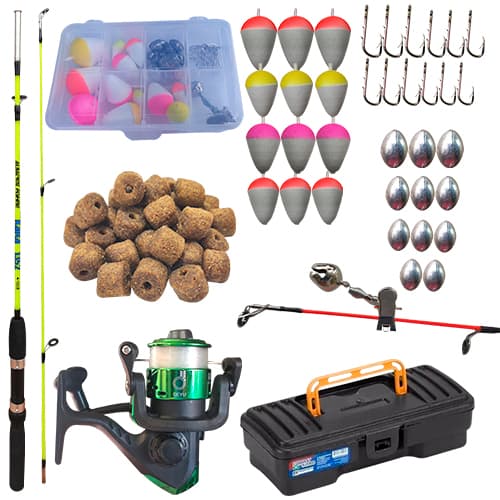 Kit De Pesca Infantil Completo Vara Molinete Maleta Ração