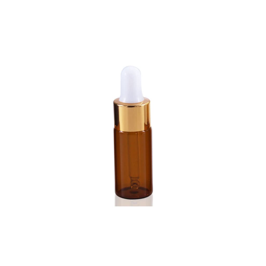 Frasco 10ml Conta Gota Vidro Oleo Essencial Âmbar Floral 5pç