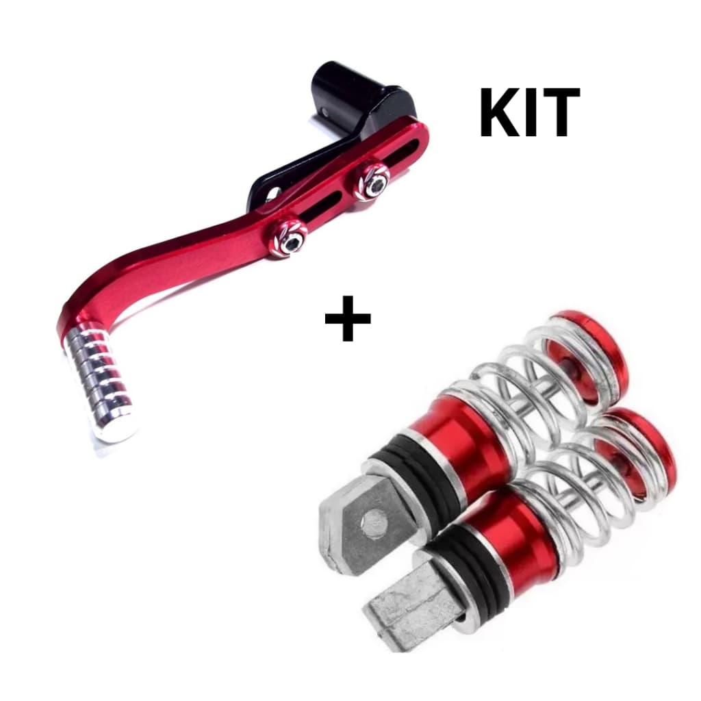 Pedal Cambio Passador Trocador Marcha + Pedaleira Esportiva Mola Universal Moto Honda, Yamaha, Kawasaki, Suzuki